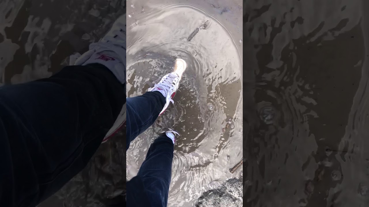 dirty muddy Air Force sneaker in mud soaked wet af1