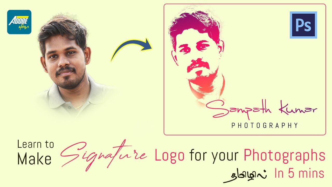 Signature logo using Photoshop in tamil | Photography logo | Easy logo design in Photoshop