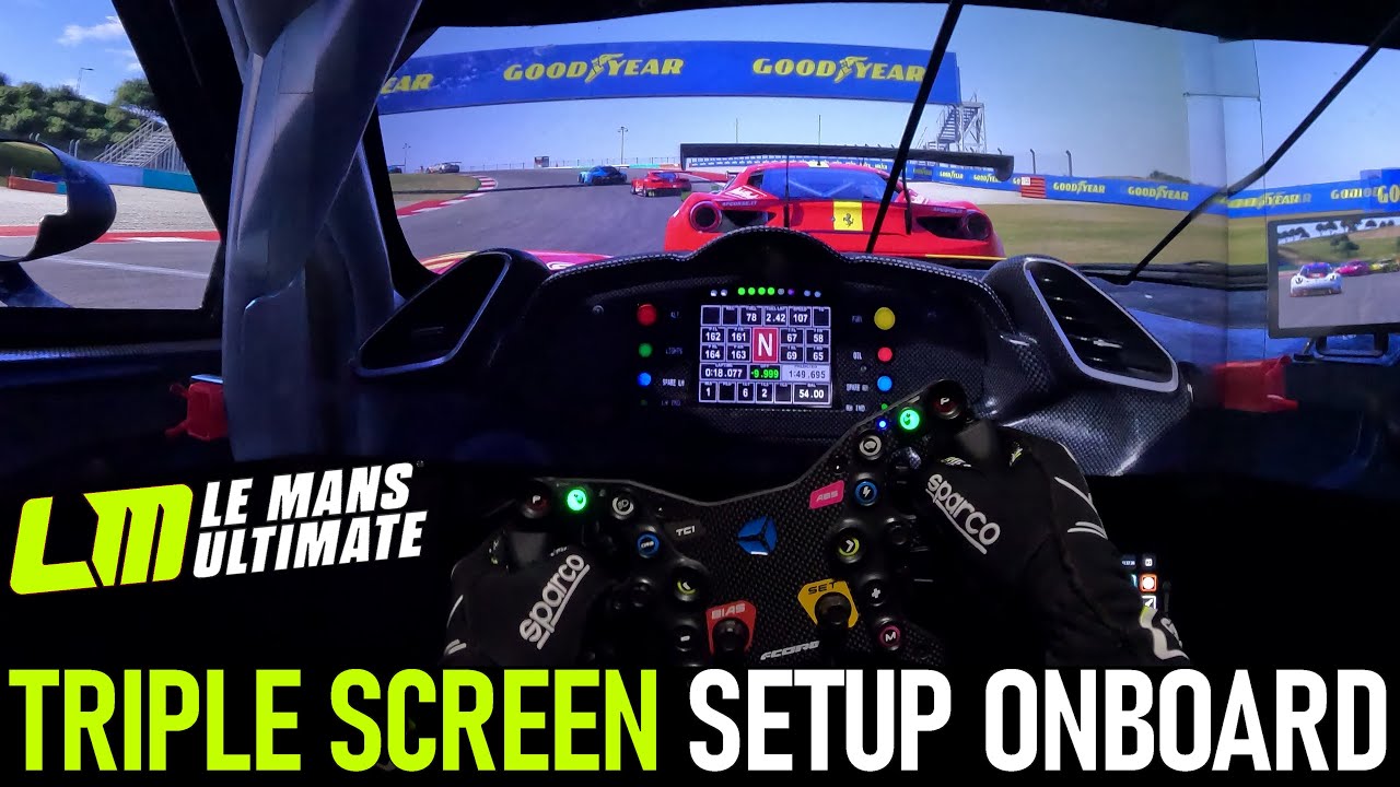 Le Mans Ultimate Triple Screen Setup Onboard - Ferrari GTE at Portimao