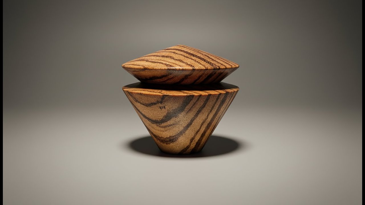 Коробка с крышкой из зебрано, токарный станок по дереву