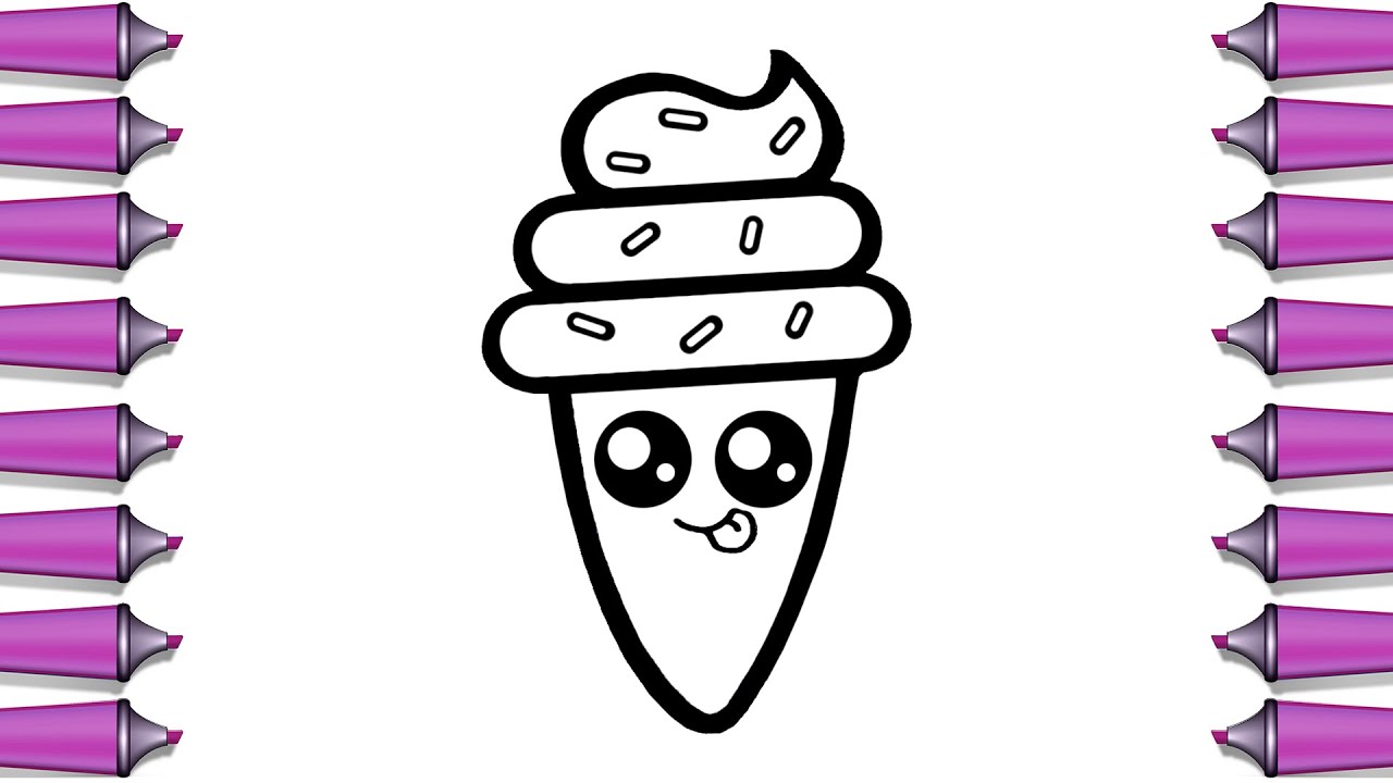How to draw a cute ice cream step by step
