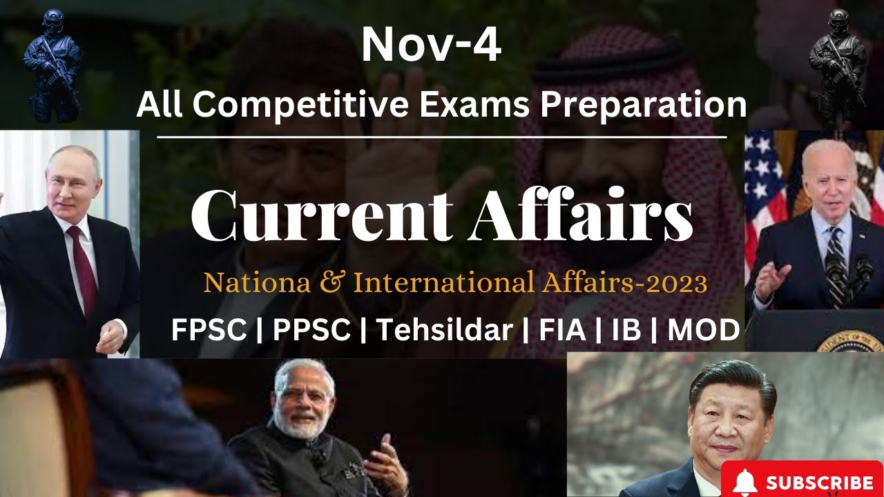 Current Affairs MCQs P-4 | PPSC FPSC Tehsildar 2023 FIA ASF MPT NTS