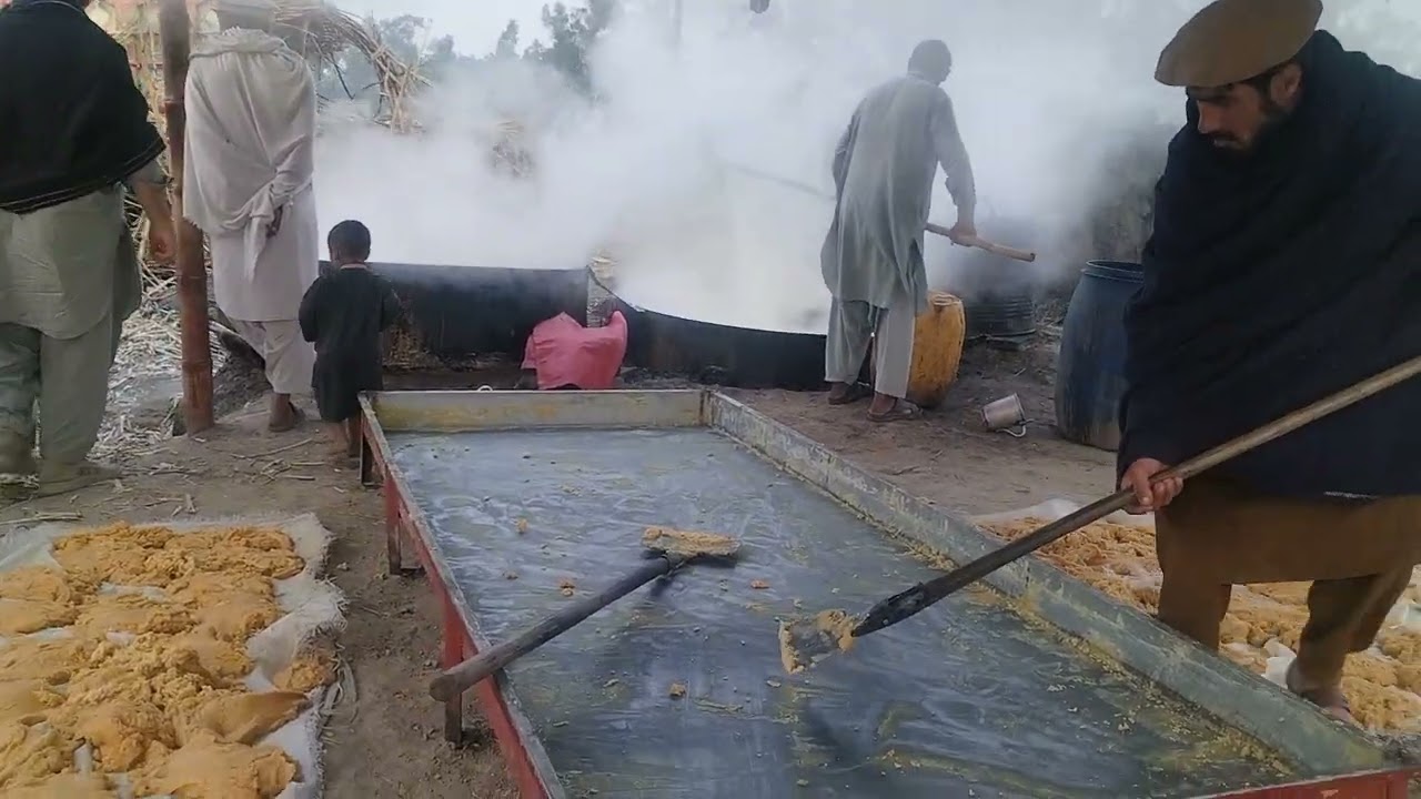 Desi Gur Banane Ka Tareeqa | Traditional Jaggery Making#desivillagelife 