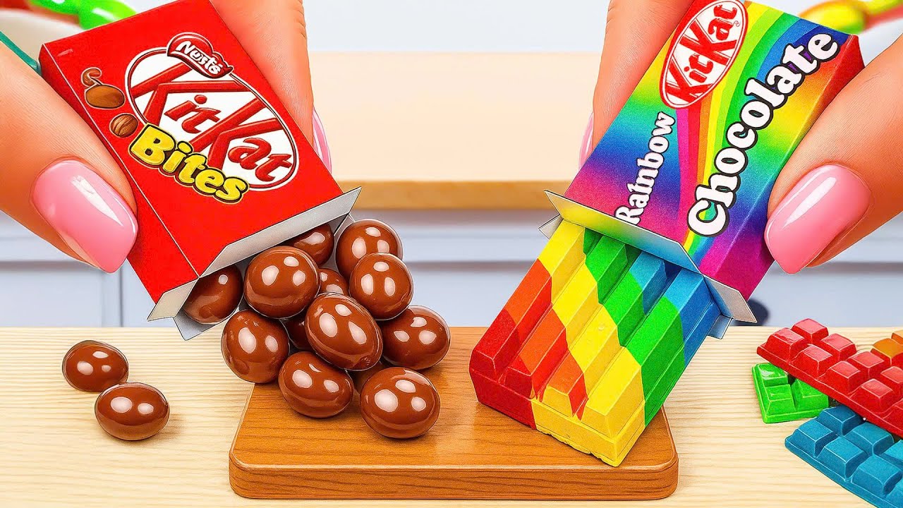 Satisfying KitKat Bits vs KitKat Rainbow Challenge | Best Rainbow Cake Recipe | Sara Mini Cake