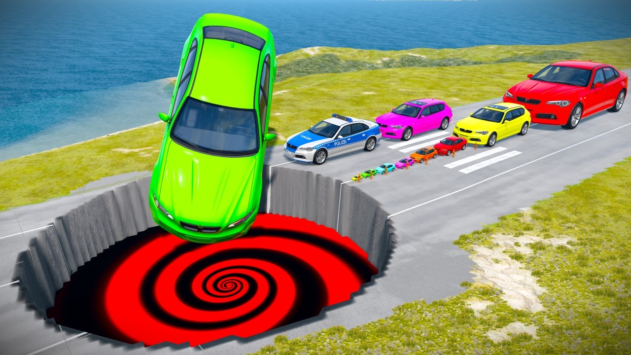БОЛЬШИЕ И МАЛЕНЬКИЕ МАШИНЫ против ГИГАНТСКОЙ ЯМЫ #219 - BeamNG.drive Ninja BeamNG !