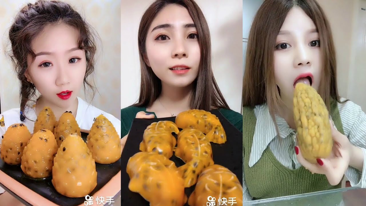 Donmuş Çarkıfelek Meyvesi (Tutku Meyvesi) Yemek - ASMR #169 (Frozen Passion Fruit Eating)