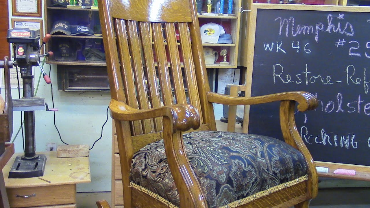 254 Restoration and Upholstery of Oak Rocking Chair