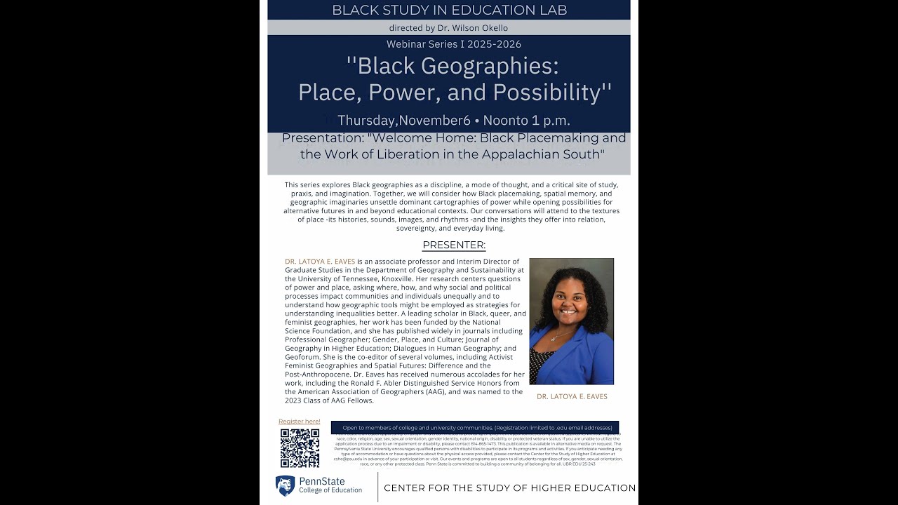 Black Placemaking and the Work of Liberation in the Appalachian South | Dr. LaToya E. Eaves
