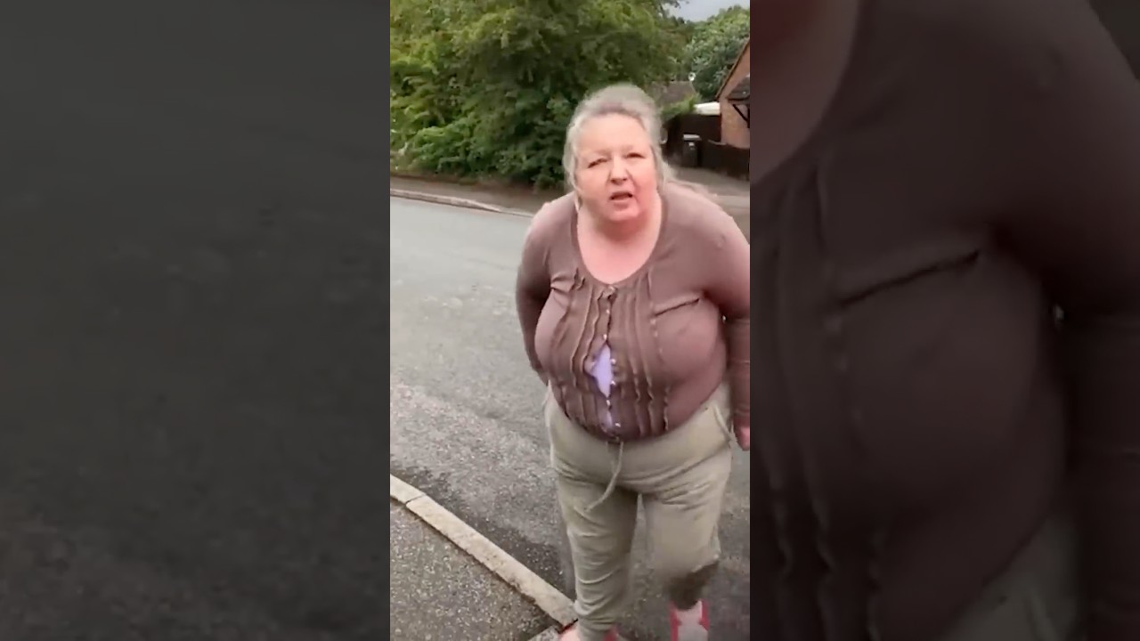British Karen with metal pipe caught interfering with Royal mail post van