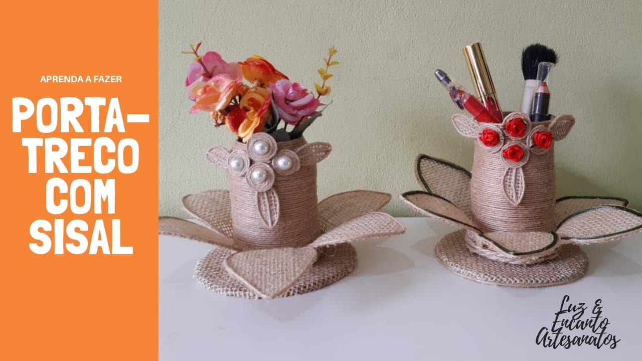 DIY | PORTA-TRECO FEITO COM SISAL GARRAFA PET E CD