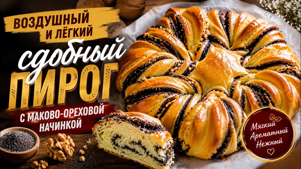 Воздушный и лёгкий сдобный ПИРОГ с маково-ореховой начинкой, цыганка готовит. Gipsy cuisine.