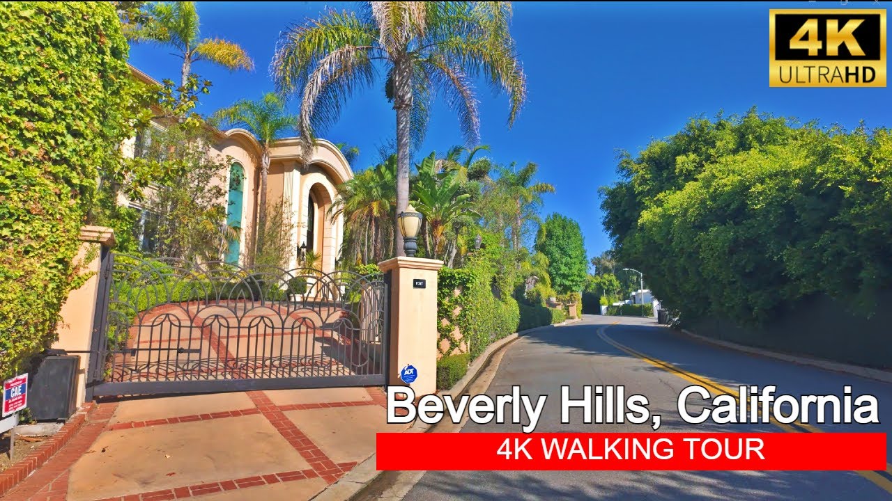 Beverly Hills, Los Angeles, Walk Around - 4K Walking Tour, Mega Mansions