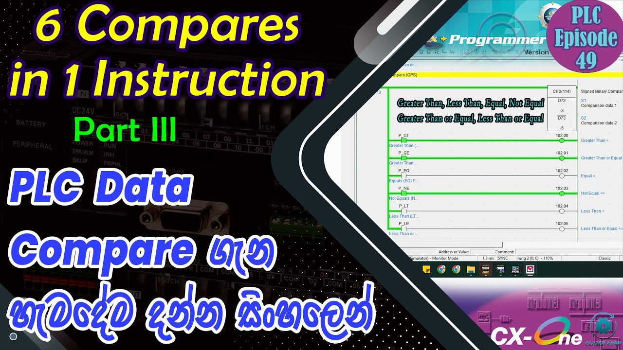 Data Comparison in PLC Part III | OMRON Compare Instruction | PLC for Begin. 49