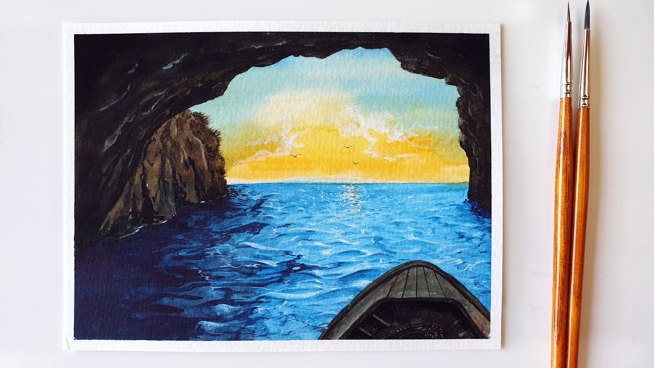 Daily Watercolor Painting / Seascape Painting / Ocean / #58