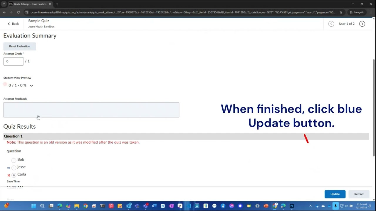 How to View Quiz Results in D2L