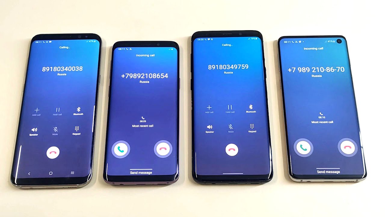 Samsung Galaxy S8plus vs  Galaxy S9 vs  Galaxy S9plus vs  Galaxy S10 Incoming call & outgoing call
