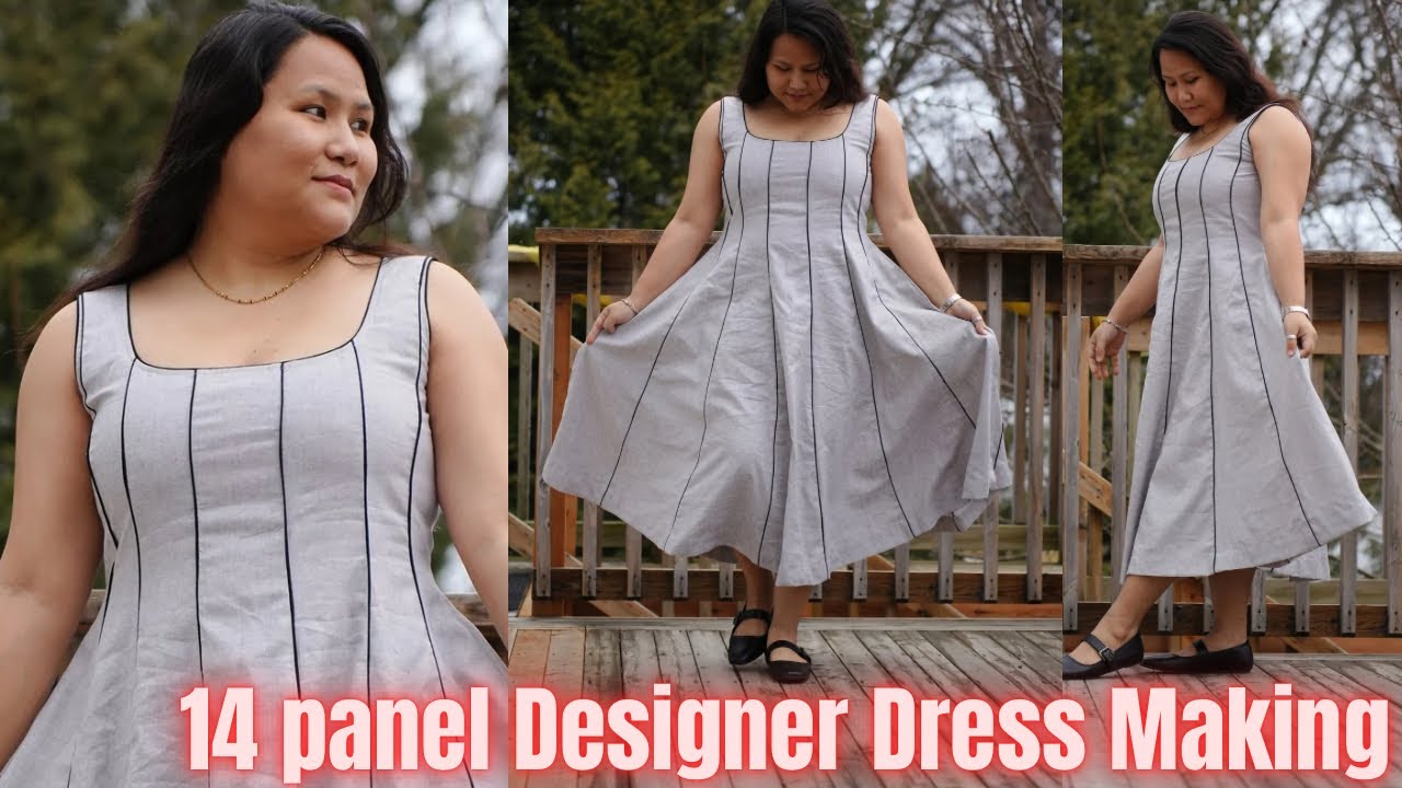 How to make 14 Panel Designer Dress Cutting and Stitching|Piping making|Maina Thapa
