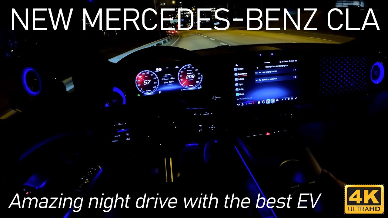 New Mercedes-Benz CLA Night POV Drive - Amazing night drive with the best EV