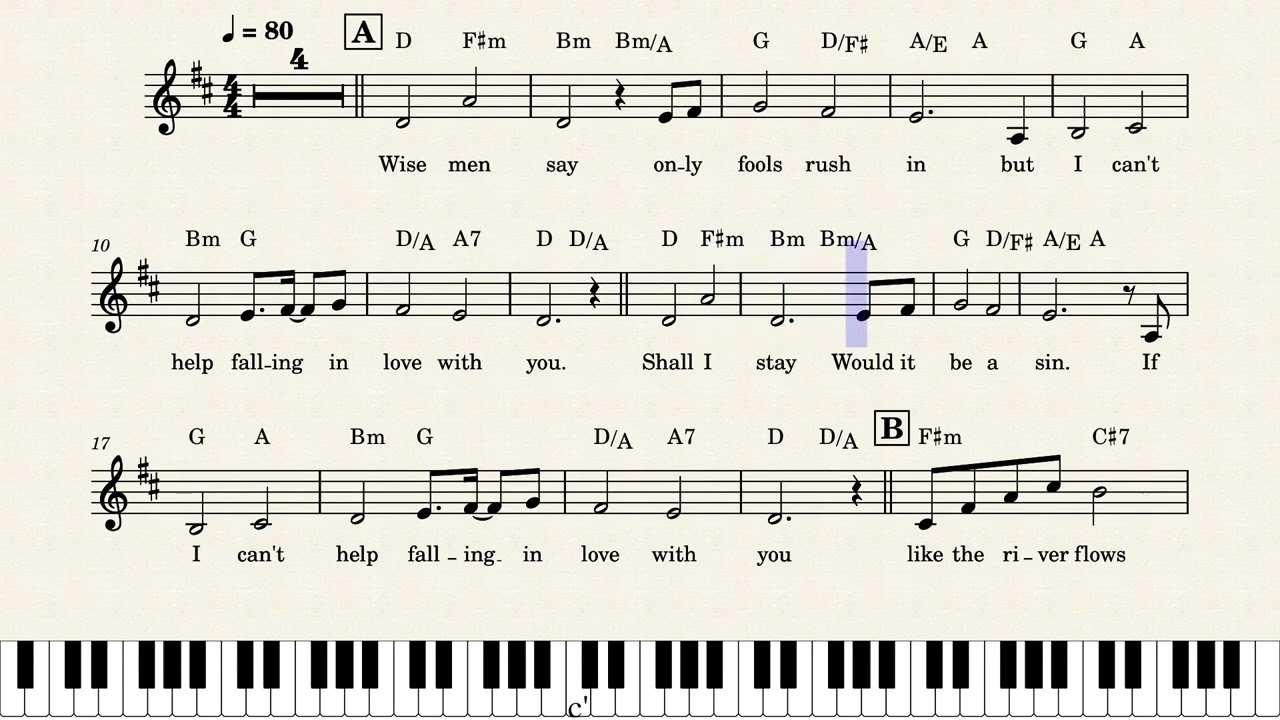 Can't help falling in love - Elvis Presley #freesheetmusic