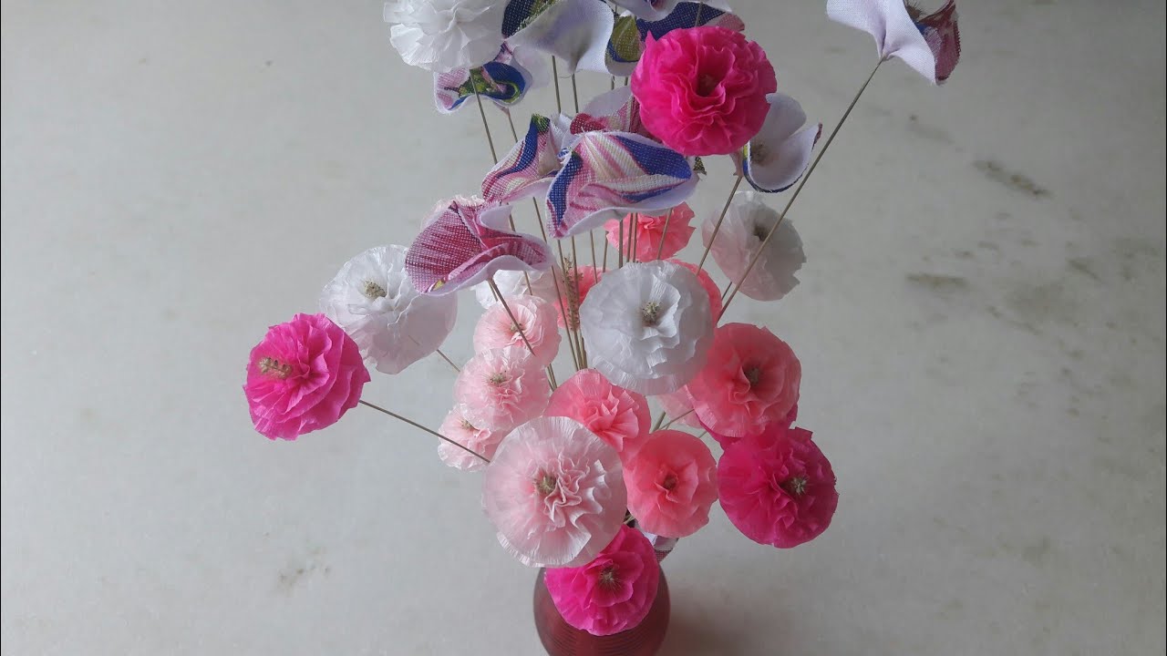 Diy Mini Flores de Papel Crepom (Pompom de Crepom)