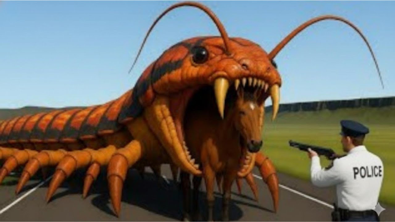Giant Centipede Attacks — Courageous Heroes Save a Horse from a Deadly Assault