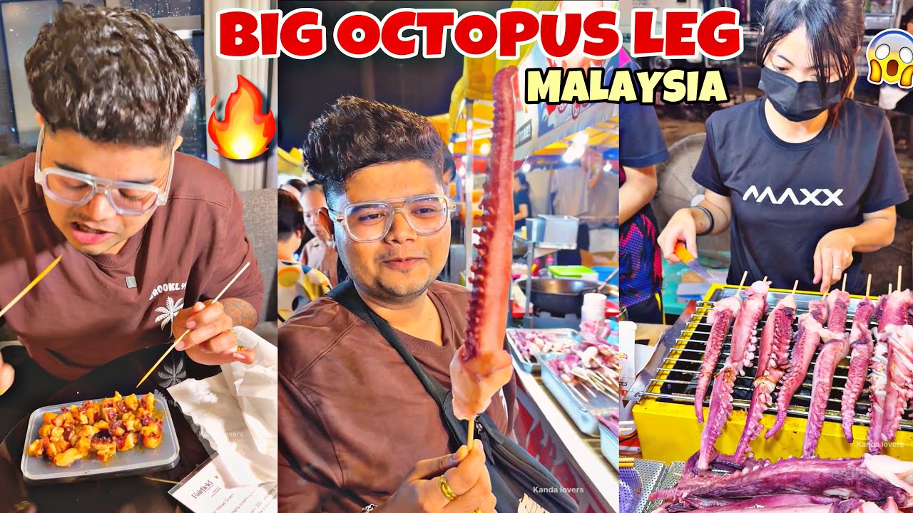 Survived Octopus In A Glass Of Juice In Malaysia Street Market 😱😋|Kanda lovers