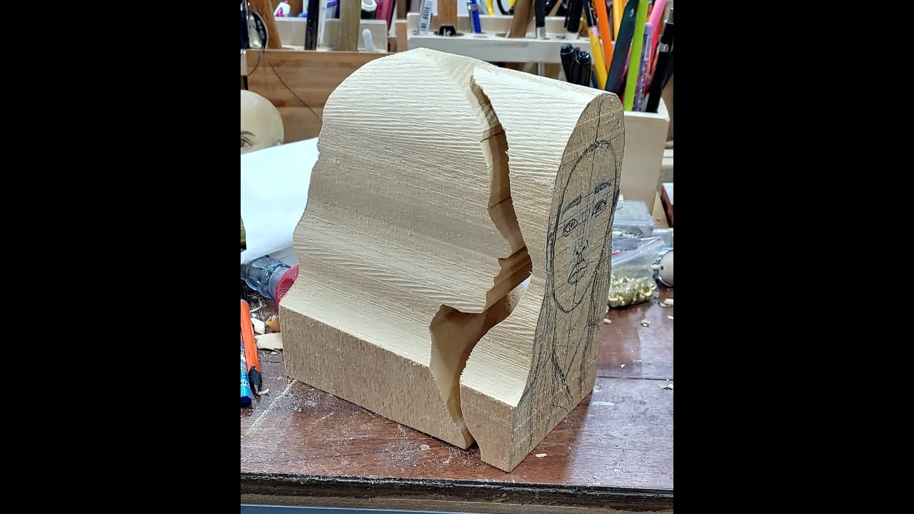 [wood face carving]📌나무로 얼굴 조각 #1 얼굴 도안및 밴드쏘 컷팅 과정 making face, wood puppet