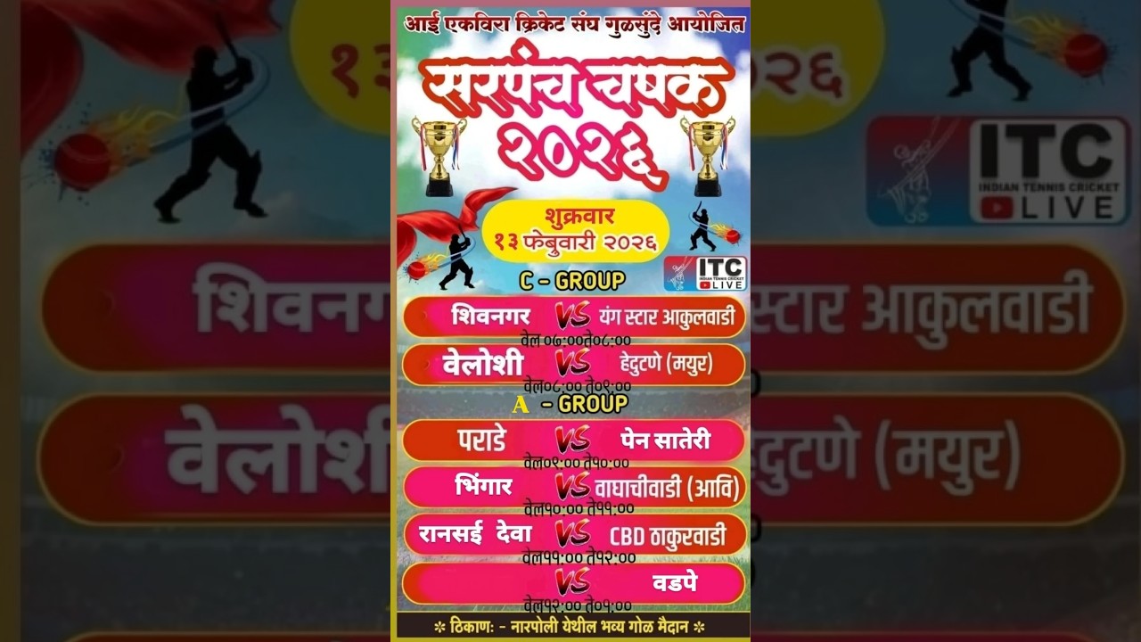 सरपंच चषक -2026  (गुळसुंदे) (आई एकवीरा क्रिकेट  संघ गुळसुंदे आयोजित ) DAY-3