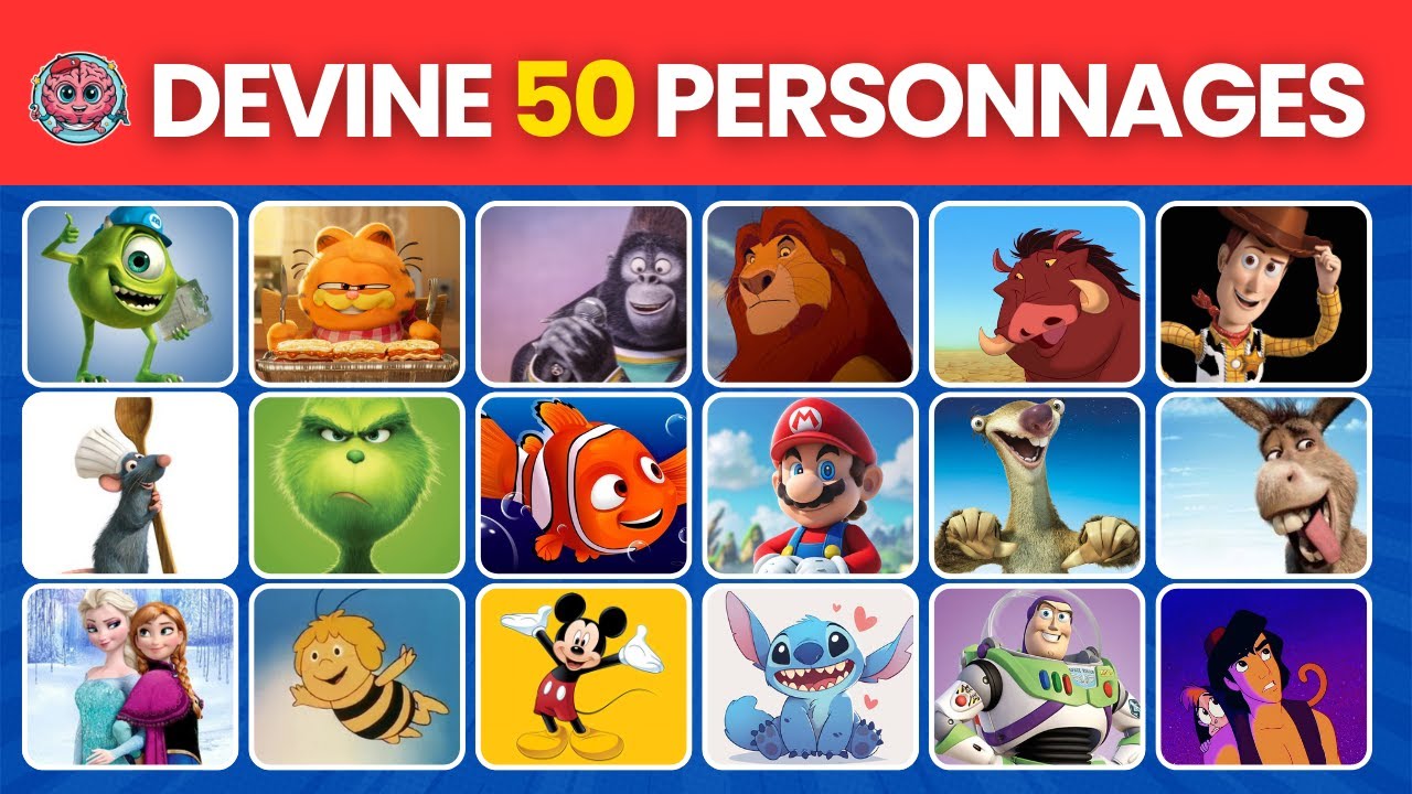 QUIZ : Peux-tu deviner ces 50 PERSONNAGES de Dessins Animés ?