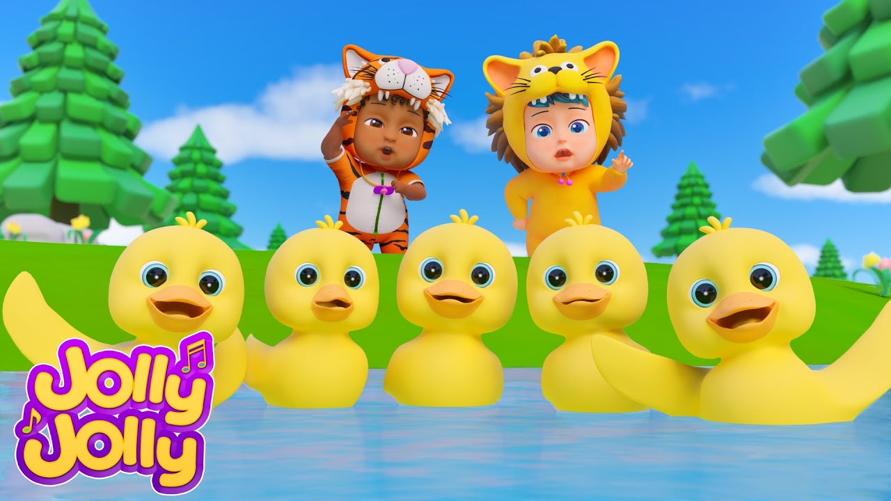 Patos perdidos | Cinco Patinhos | Canção de animais | Jolly Jolly - Músicas Infantis em Português