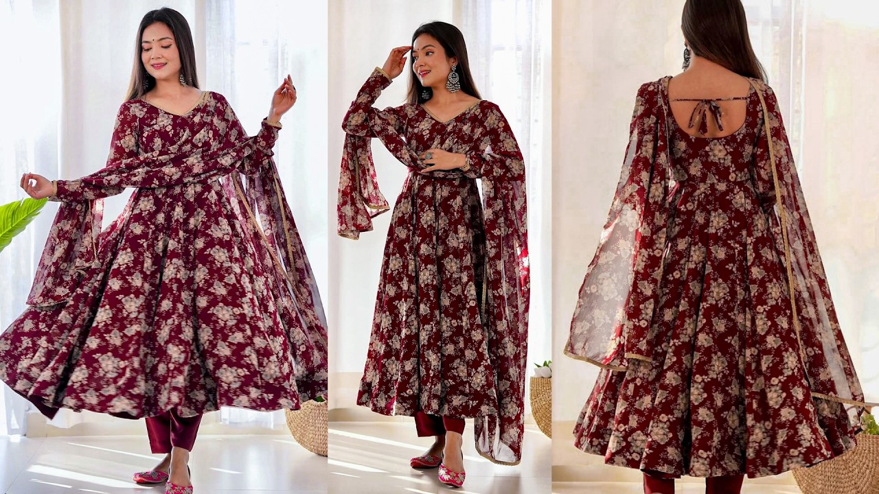 Easy Anarkali Cutting And Stitching/20 panel anarkali suit & dupatta