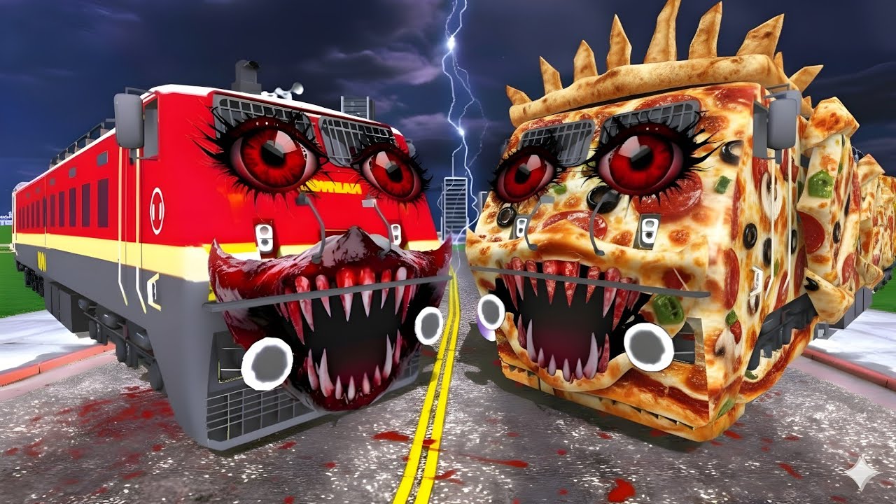 Pizza Train attack Haunted Train in Indian Bikes Driving 3d