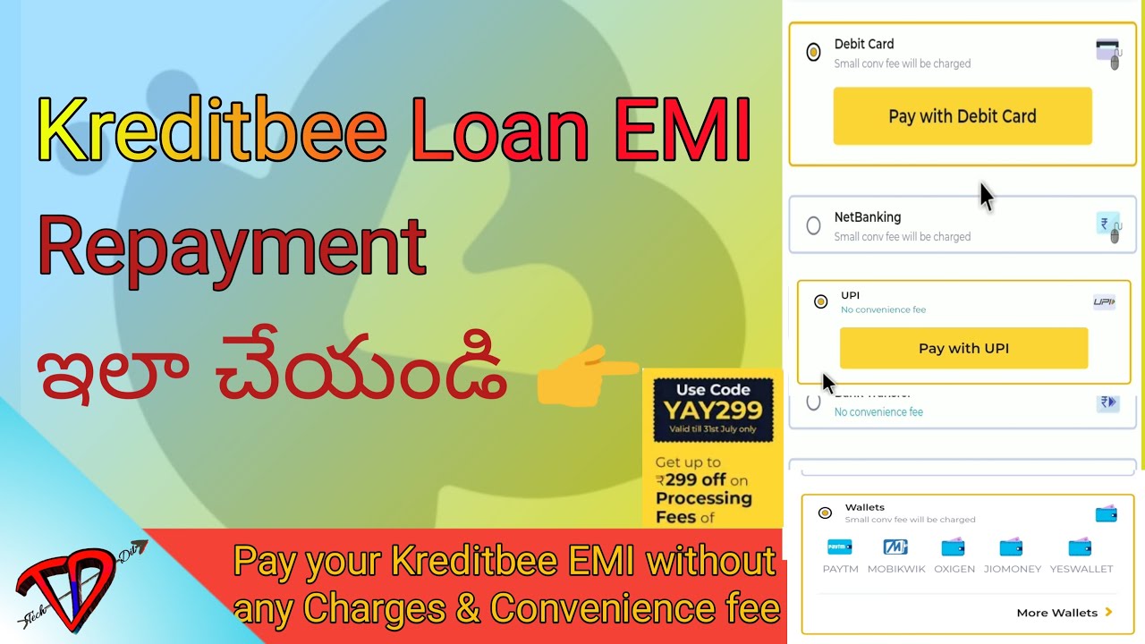 How to repay kreditbee loan EMI without any convenience fee | #Techdiltelugu