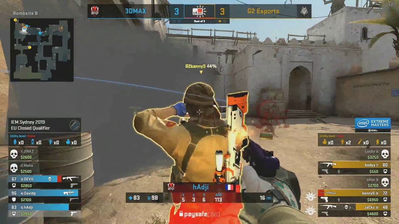 CS:GO JaCkz ace 3DMAX vs G2 at IEM Sydney 2019 Europe Closed Qualifier