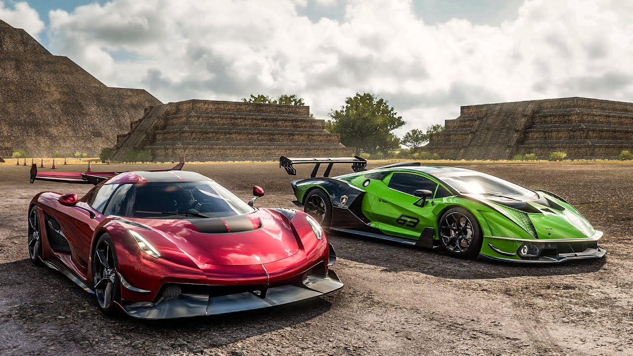 Forza Horizon 5 Drag Race: Koenigsegg Jesko vs 1600HP Lamborghini Essenza SCV12