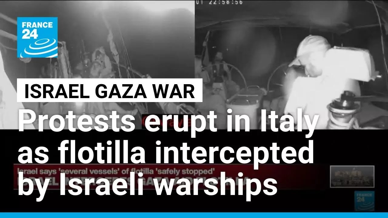Protests across Italy, union calls for strike after Gaza flotilla intercepted • FRANCE 24 English