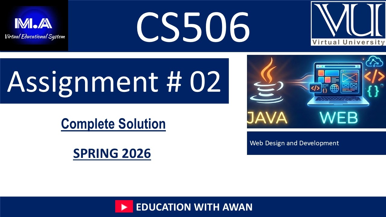 cs506 Assignment 02 Solution | Spring 2026 | VU