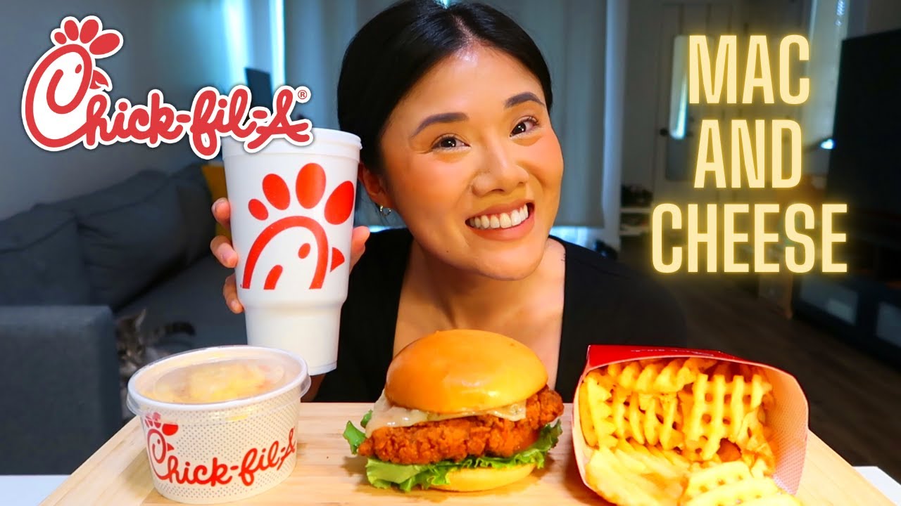 CHICK-FIL-A MAC & CHEESE SPICY CHICKEN SANDWICH MUKBANG 🐔💕