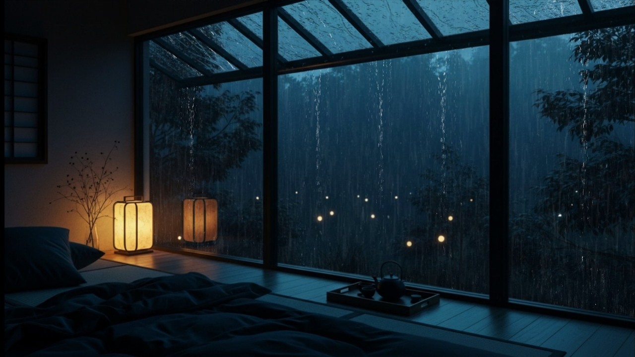 Deep Forest Rain at Night 🌧 Cozy Dark Bedroom Ambience | 3 Hours Rain Sounds for Sleep (No Ads)