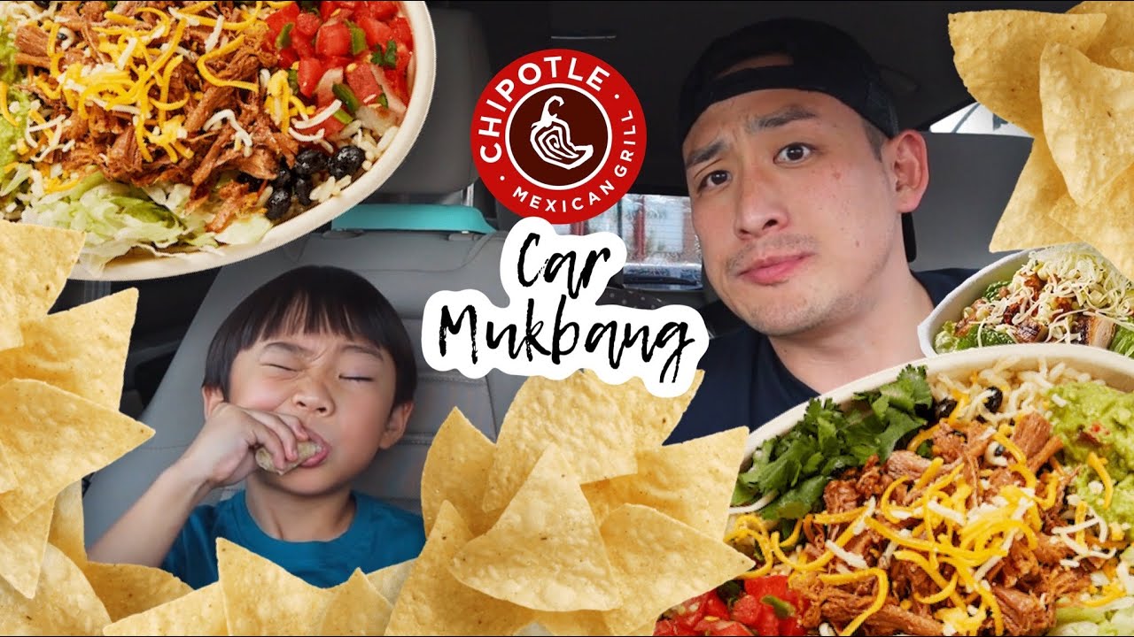 CHIPOTLE Car Mukbang! Bowls + Burritos + Chips CRUNCH!
