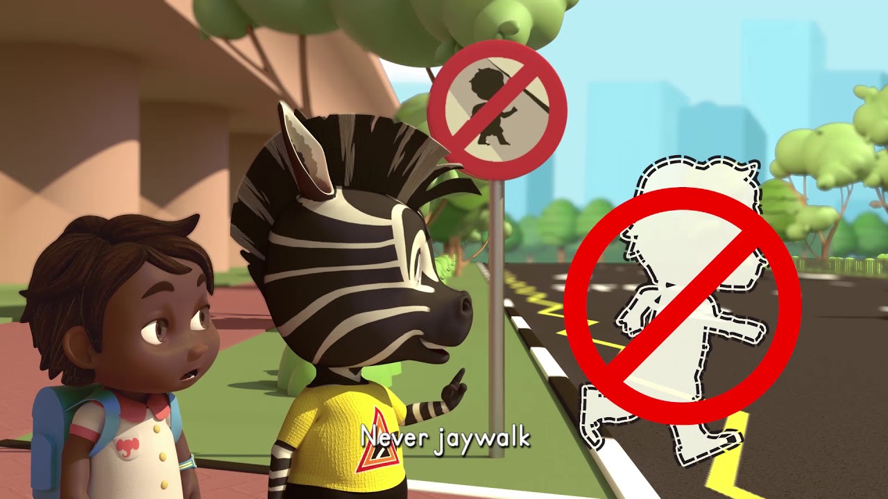 Mr Zebra Road Safety Cartoon: Episode 1- Kerb Drills