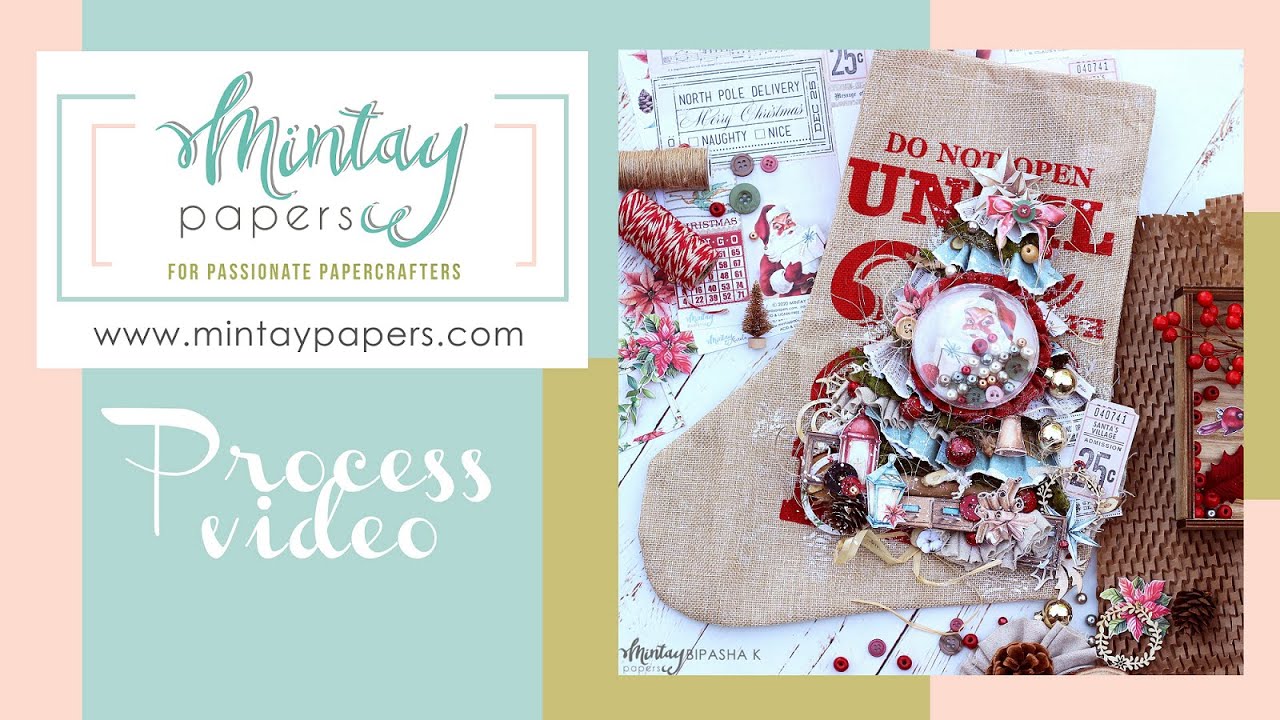 Altered Christmas Burlap Stocking | Mintay Papers DT