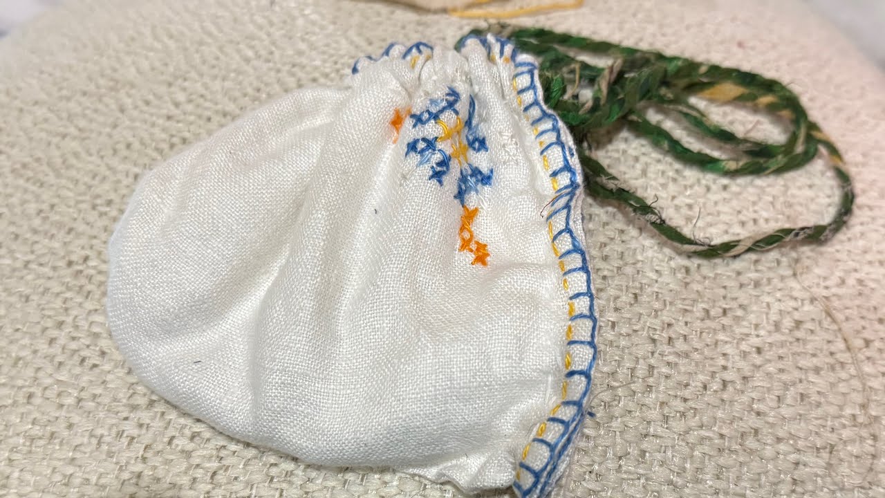Upcycle a vintage napkin into an easy drawstring bag!