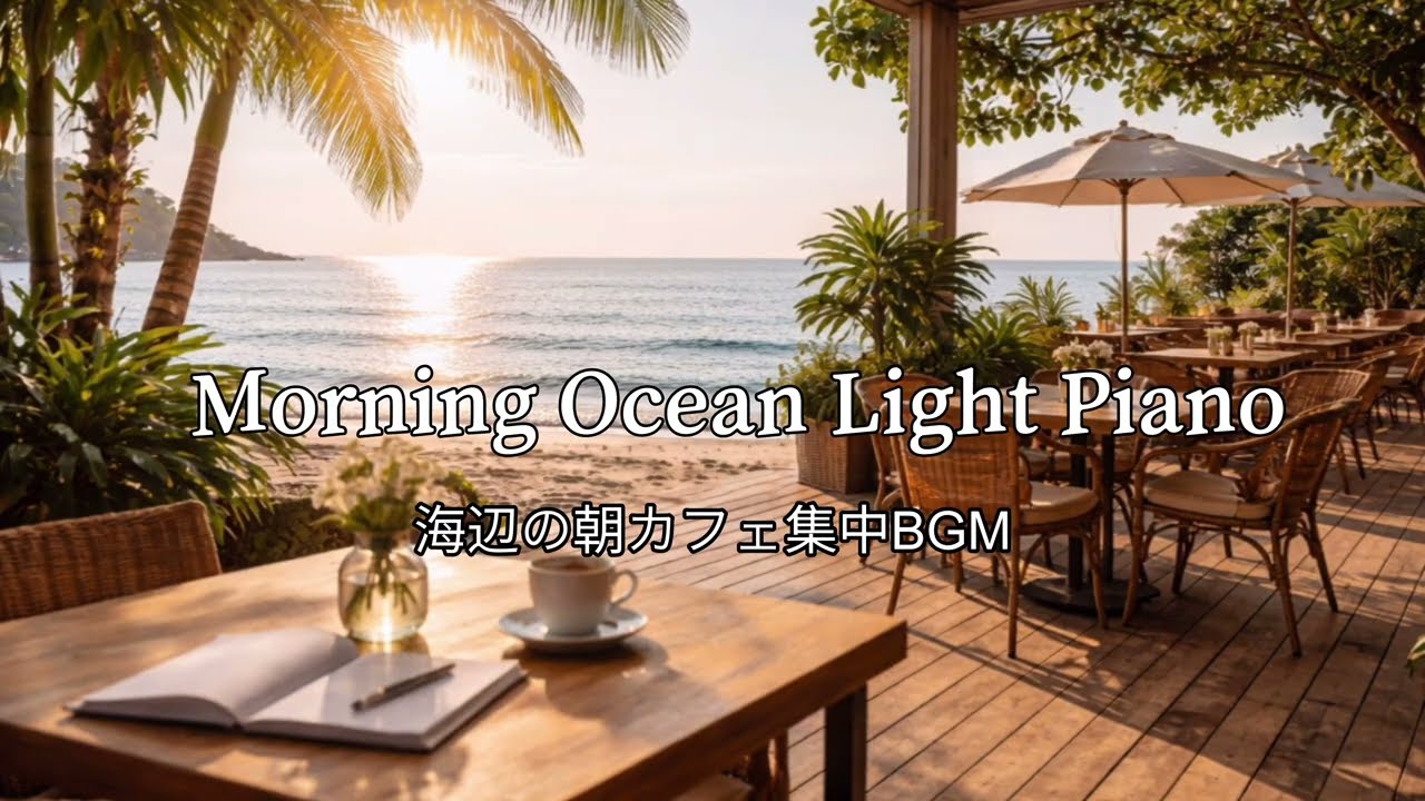 【２時間】海辺の朝カフェ集中｜ BGM Morning Ocean Light Piano