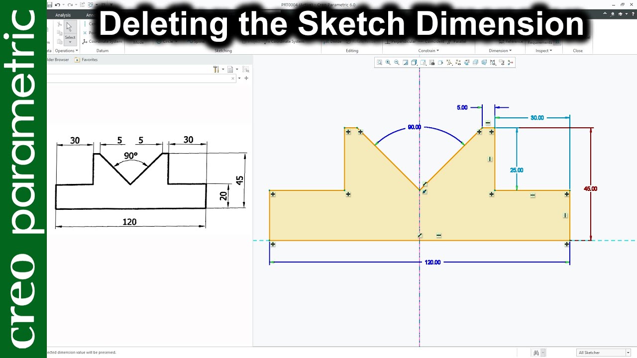 How to delete a dimension inside the sketch in Creo Parametric