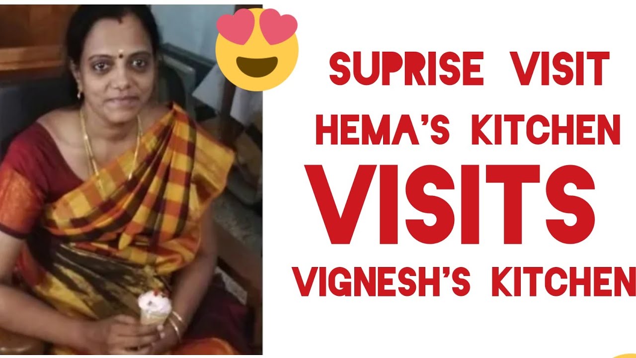 Hema's Kitchen visits Vignesh Kitchen. Fresh Strawberry Ice cream. Surprise visit