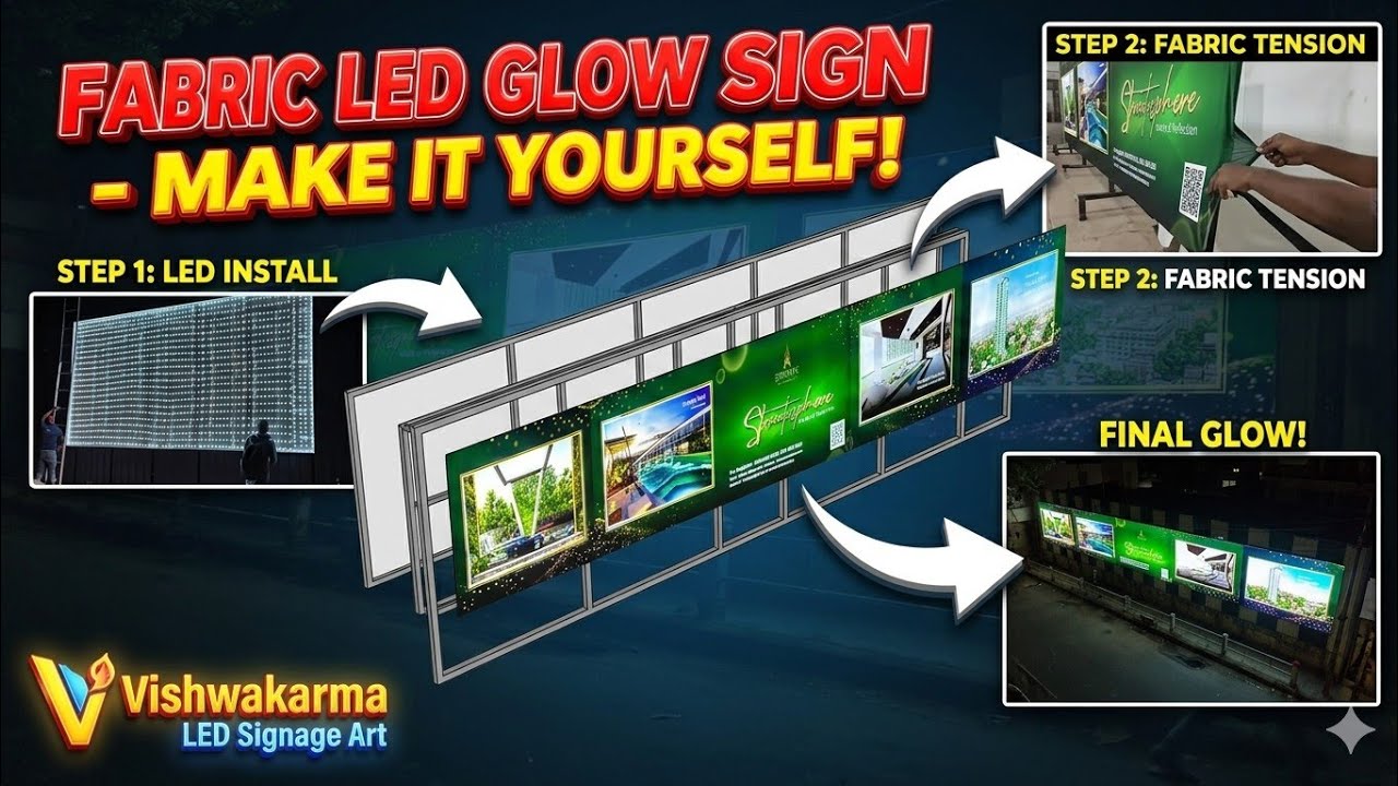 How to make Fabric LED Glow Sign Board? #signboard