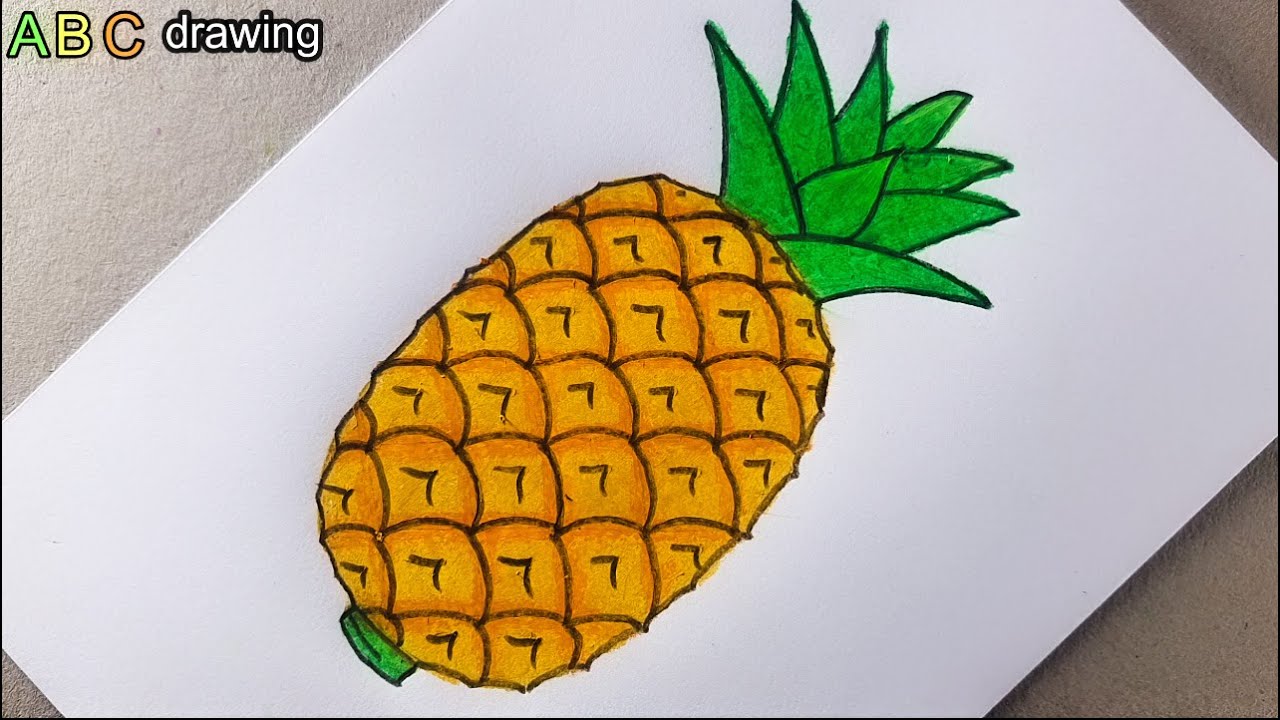 Pineapple Drawing | Drawing And Painting Easy For Kids | Easy And Beautiful Drawing And Paiting