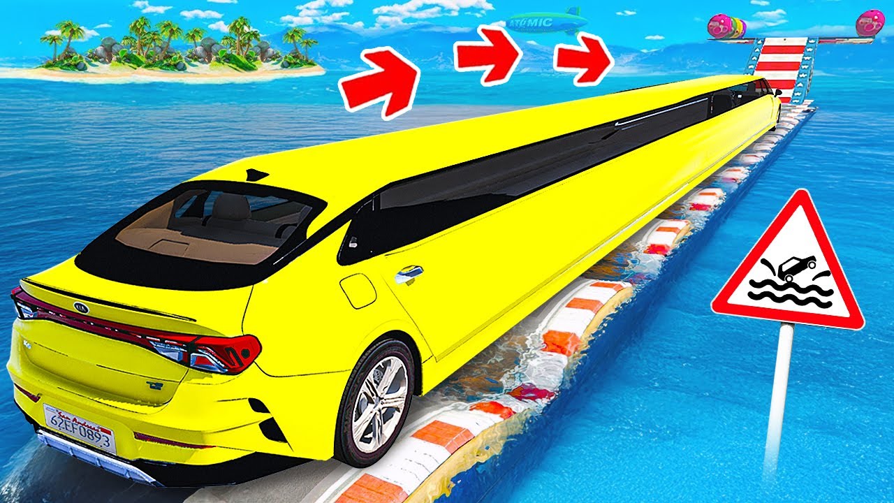 ПРОЕХАЛ ВОДНЫЕ КОЧКИ НА ГИГАНТСКОЙ САМОЙ ДЛИННОЙ KIA K5 В ГТА 5! ЭКСПЕРИМЕНТЫ В GTA 5