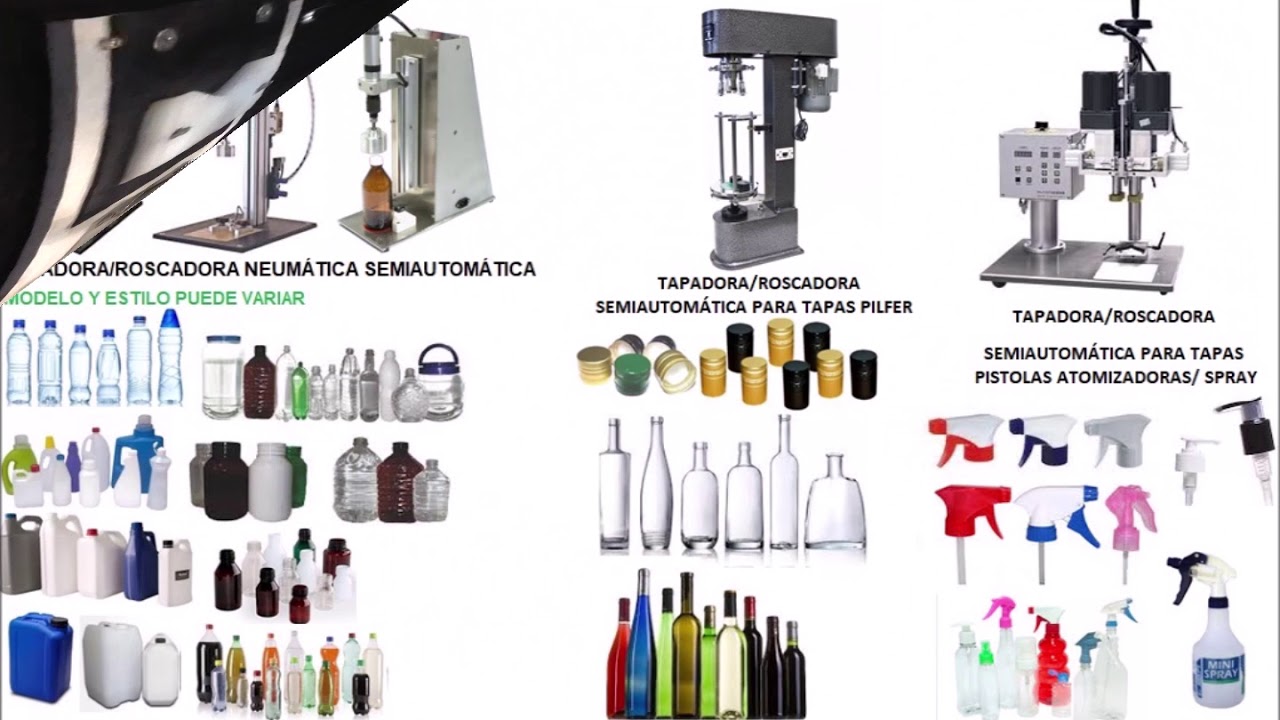 Tapadoras manuales, semiautomáticas y  automáticas para todo tipo de botellas